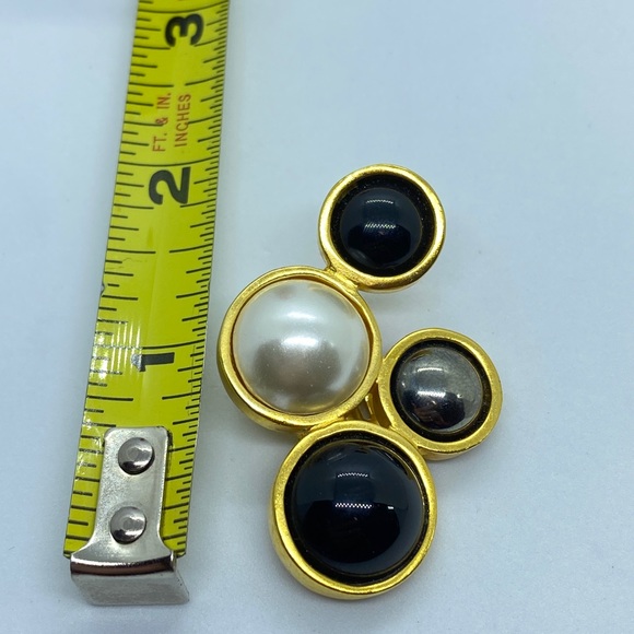 Vintage Rare Lee Wolfe 80’s Statement Multicolored Faux Pearl Gold Tone Earrings - Picture 2 of 6